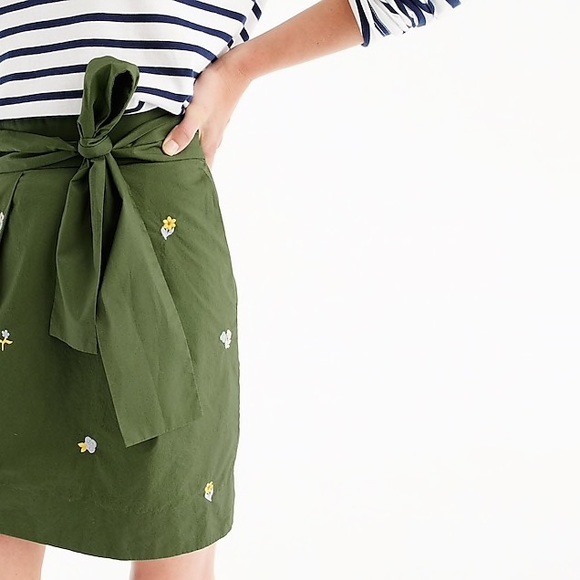 NWT J. Crew | Floral embroidered tie-waist skirt - Picture 3 of 4
